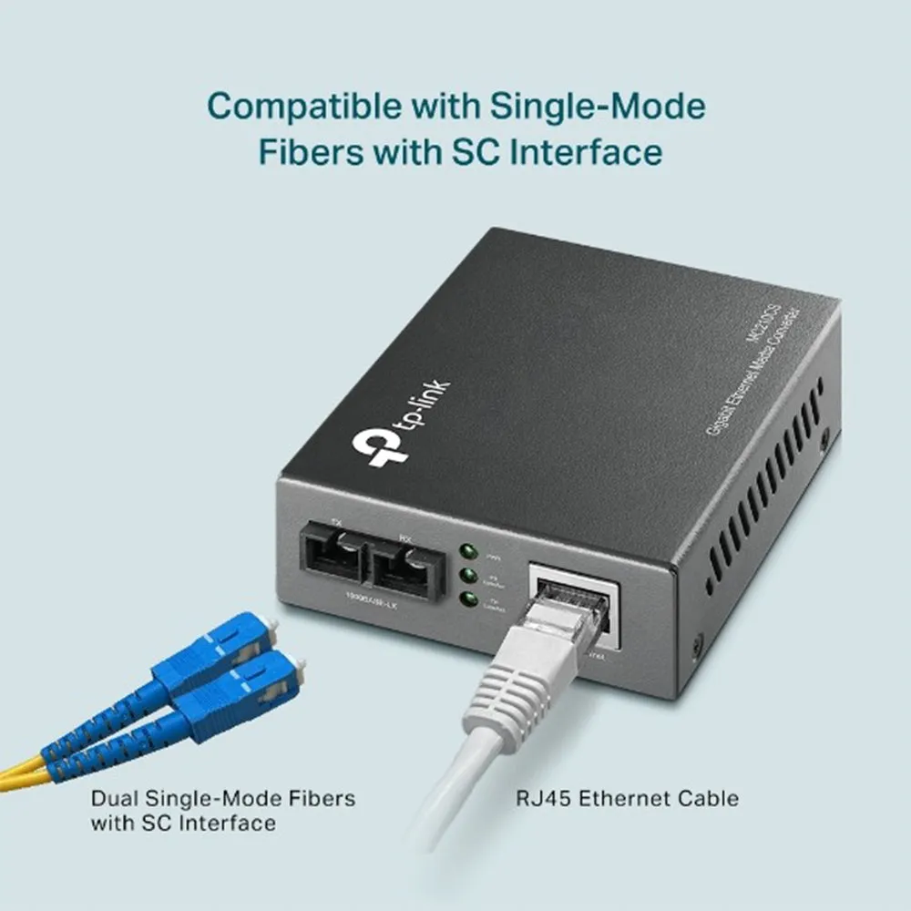 TP-Link MC210CS Gigabit Single-Mode Fiber Media Converter Extends Fiber Up to 15,000m, with Gigabit RJ45 Port (Auto MDI/MDIX), Full Duplex, Chassis Mountable, UTP Category 5, 5e