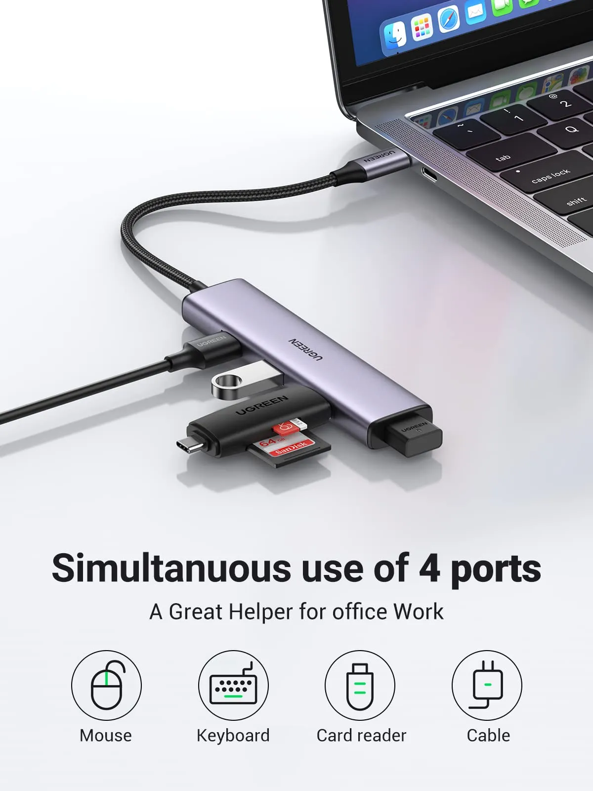 UGREEN 4 in 1 USB C Hub