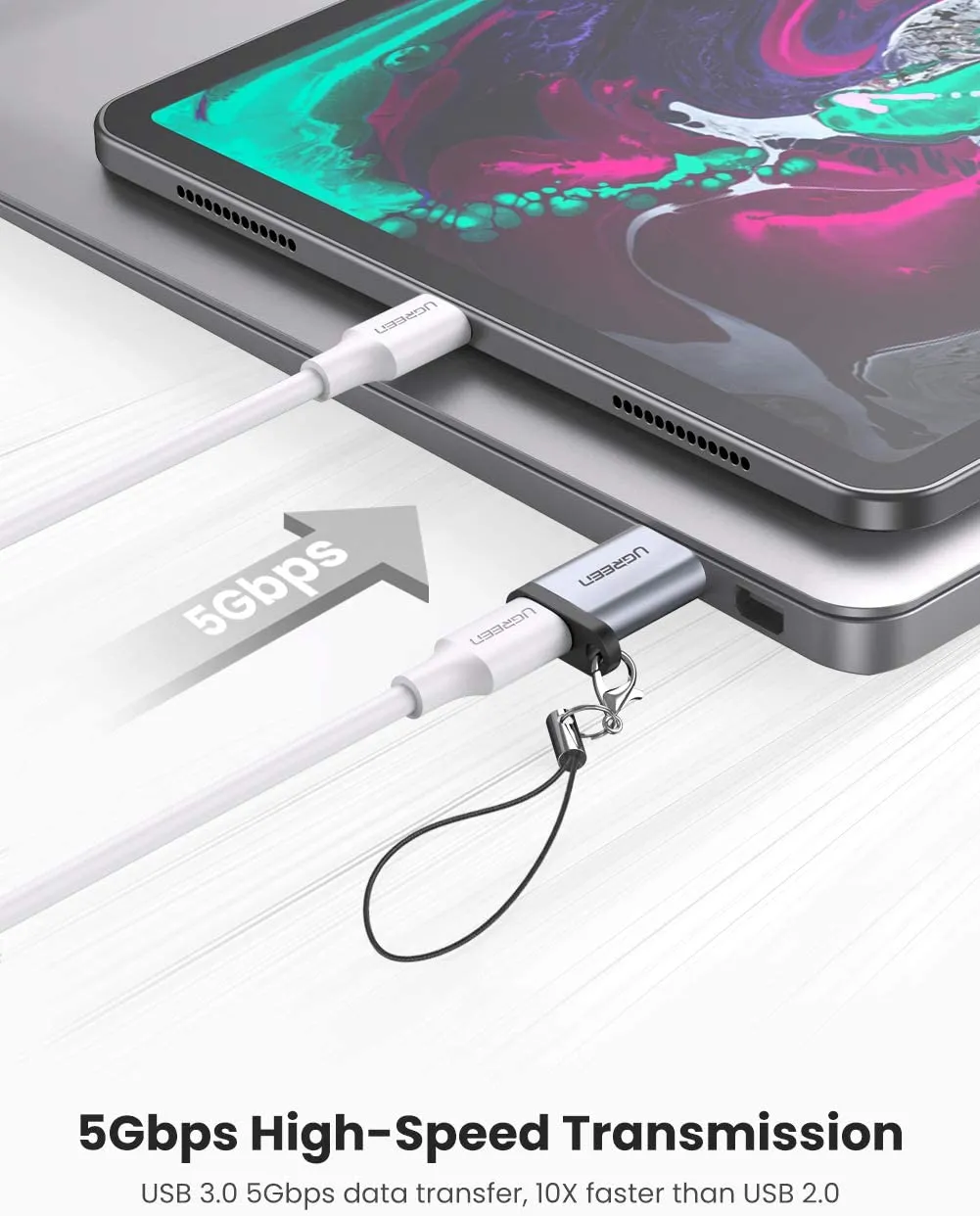 UGreen USB-C to USB-A 3.0 Adapter, USB-C Female to USB-A Male Adapter 5Gbps