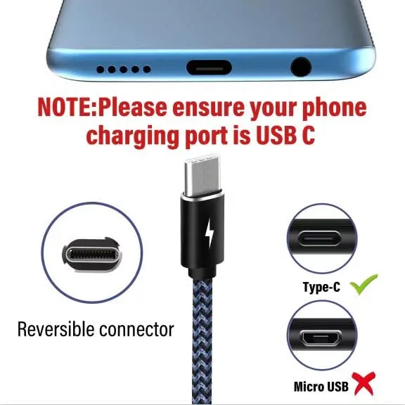 USB A to Type C Cable,Harerfong Fast Charging Feet Braided USB Cable