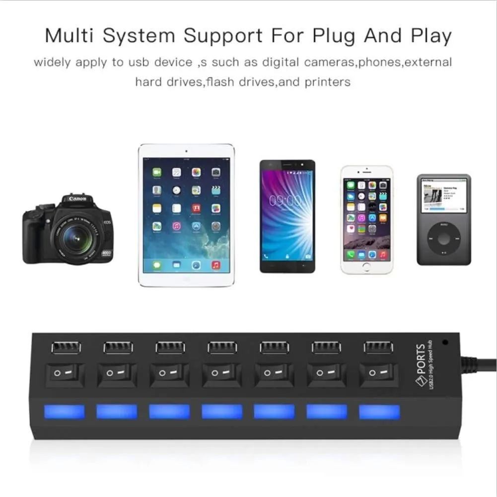 Usb Hub 3.0 Splitter,7 Port Usb Data Hub
