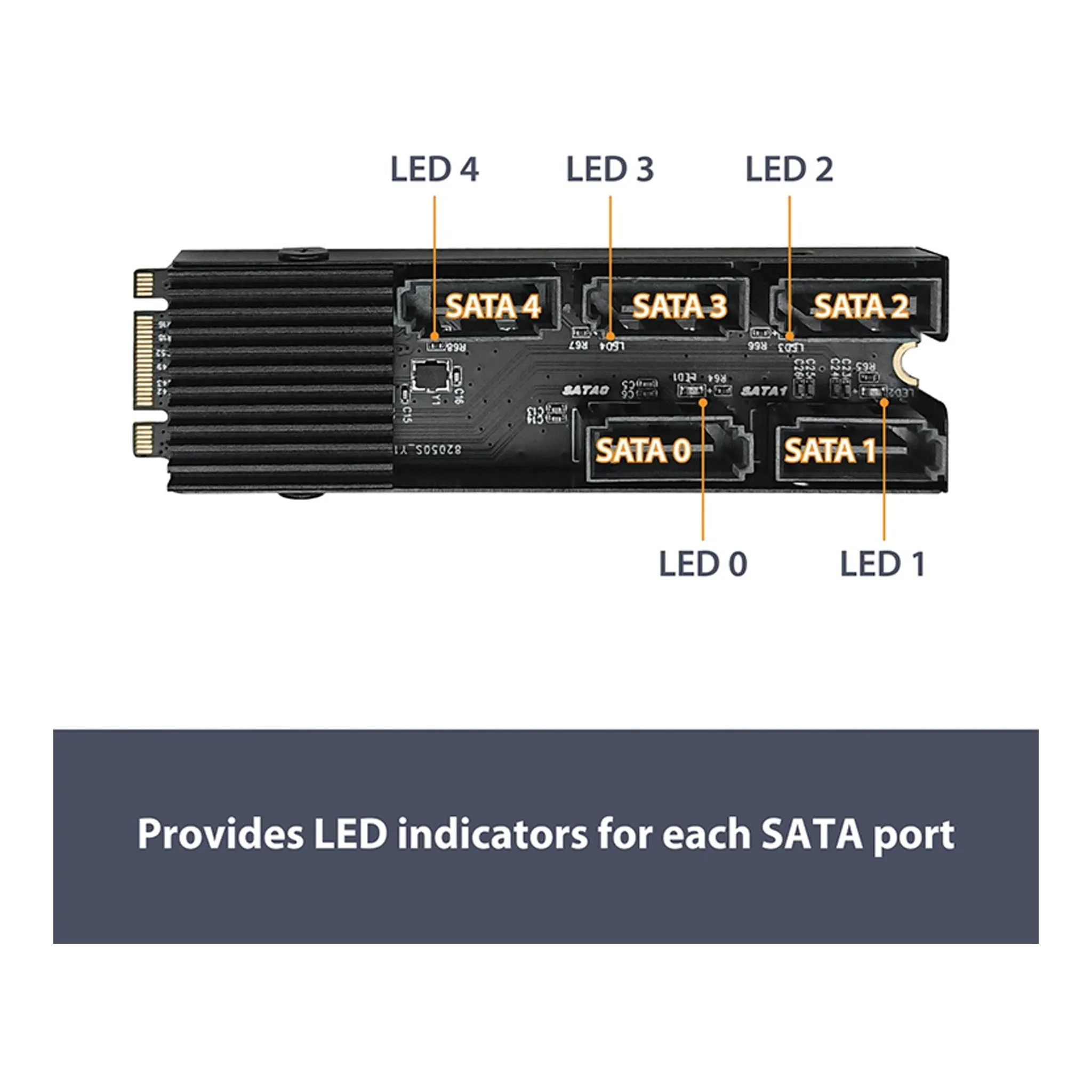 Vantec UGT-M2670 M.2 PCIe Gen3x2 B M Key To 5 Ports SATA III Expansion Card
