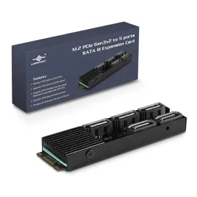Vantec UGT-M2670 M.2 PCIe Gen3x2 B M Key To 5 Ports SATA III Expansion Card