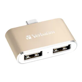 Verbatim Usb-C 3.1 Dual Port Usb Hub Gold