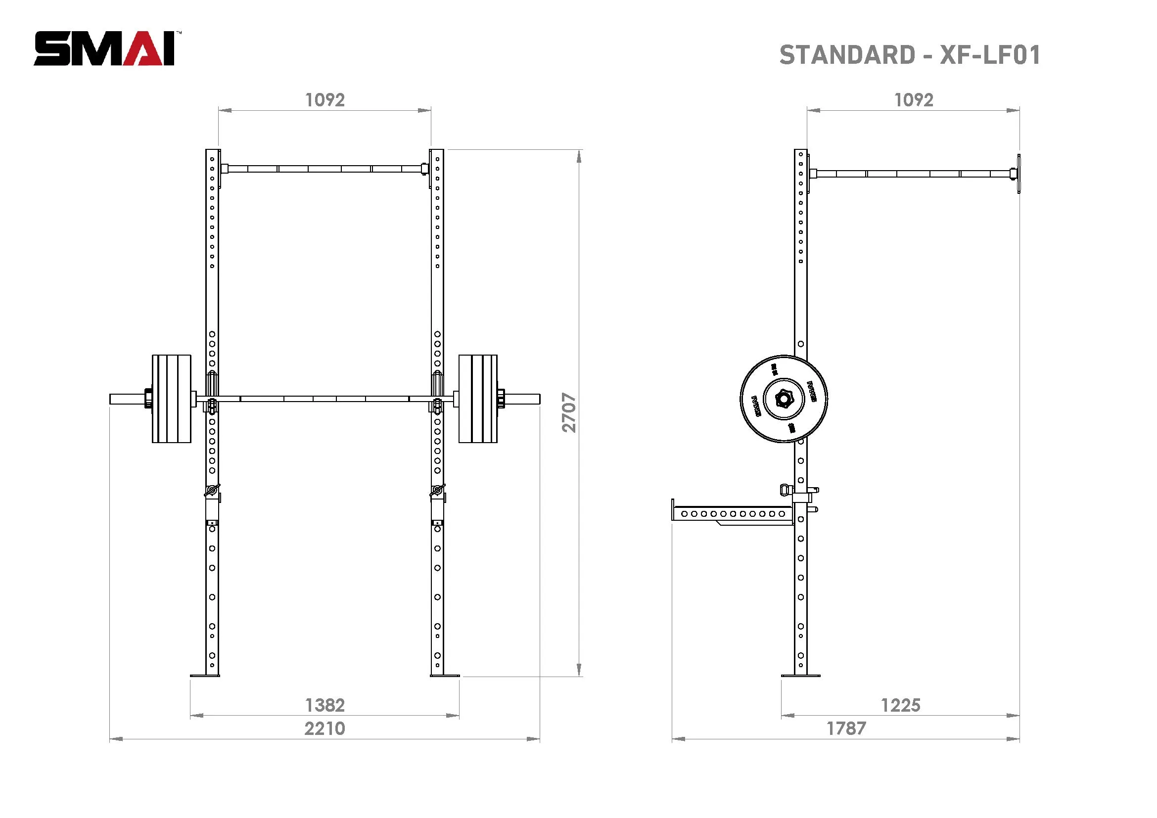 Wall Mounted Rig - 1 Squat Cell - X-Frame