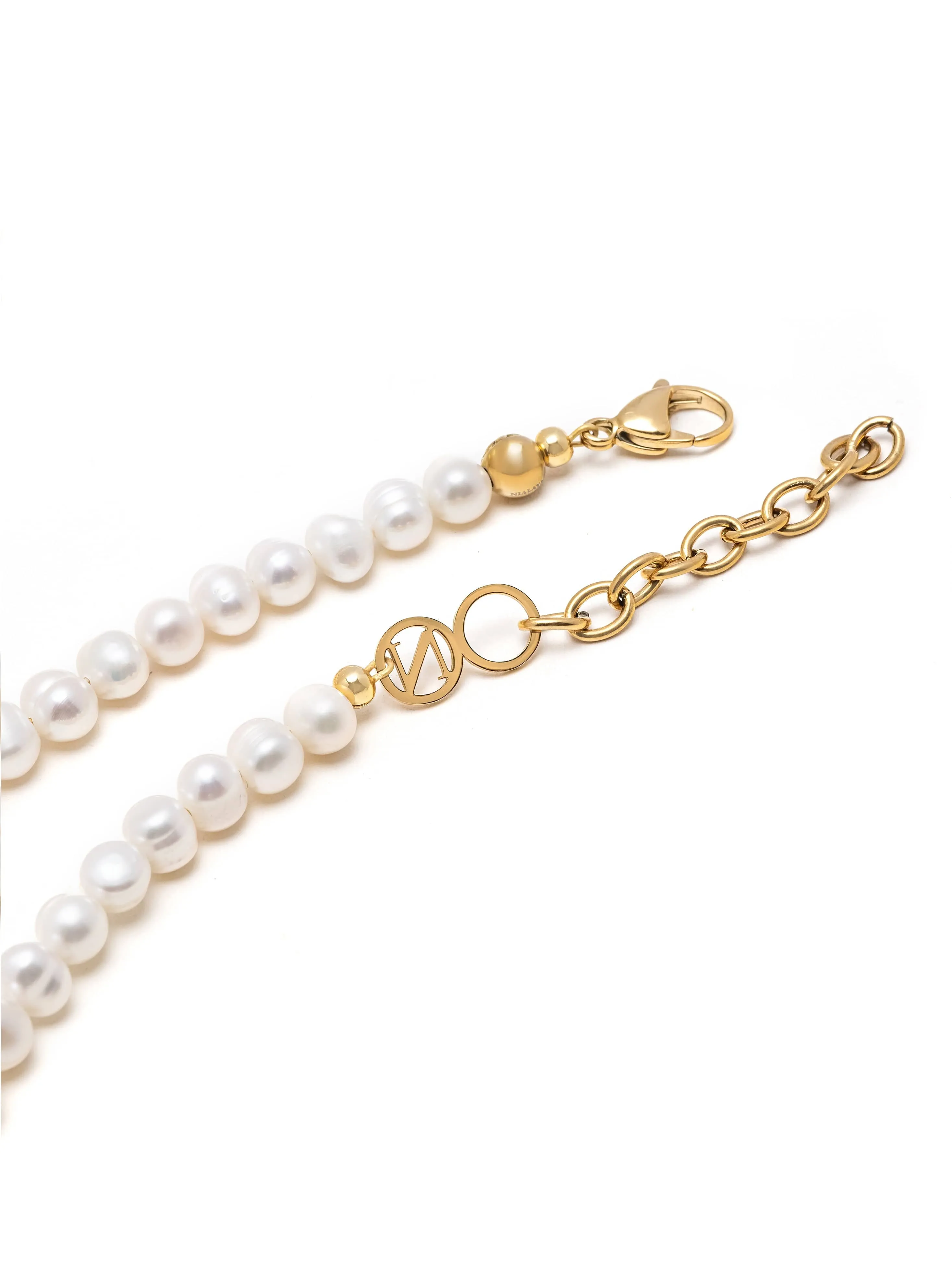 Women's Cross Pearl Choker with Evil Eyes
