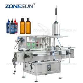 ZONESUN ZS-DTMP4AL Desktop 4 Heads Magnetic Pump Automatic Liquid Filling Machine For Hair Oil Cosmetic Serum Perfume Wine Essential Oil Filler