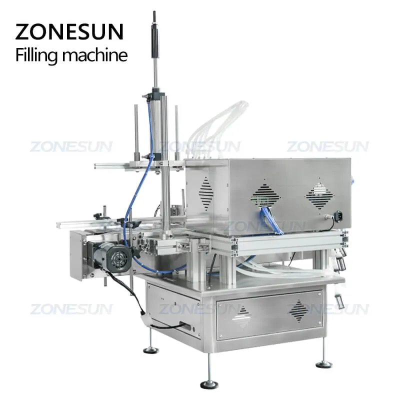 ZONESUN ZS-DTMP4AL Desktop 4 Heads Magnetic Pump Automatic Liquid Filling Machine For Hair Oil Cosmetic Serum Perfume Wine Essential Oil Filler