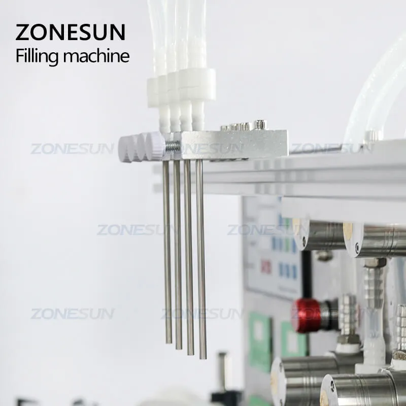 ZONESUN ZS-DTMP4AL Desktop 4 Heads Magnetic Pump Automatic Liquid Filling Machine For Hair Oil Cosmetic Serum Perfume Wine Essential Oil Filler