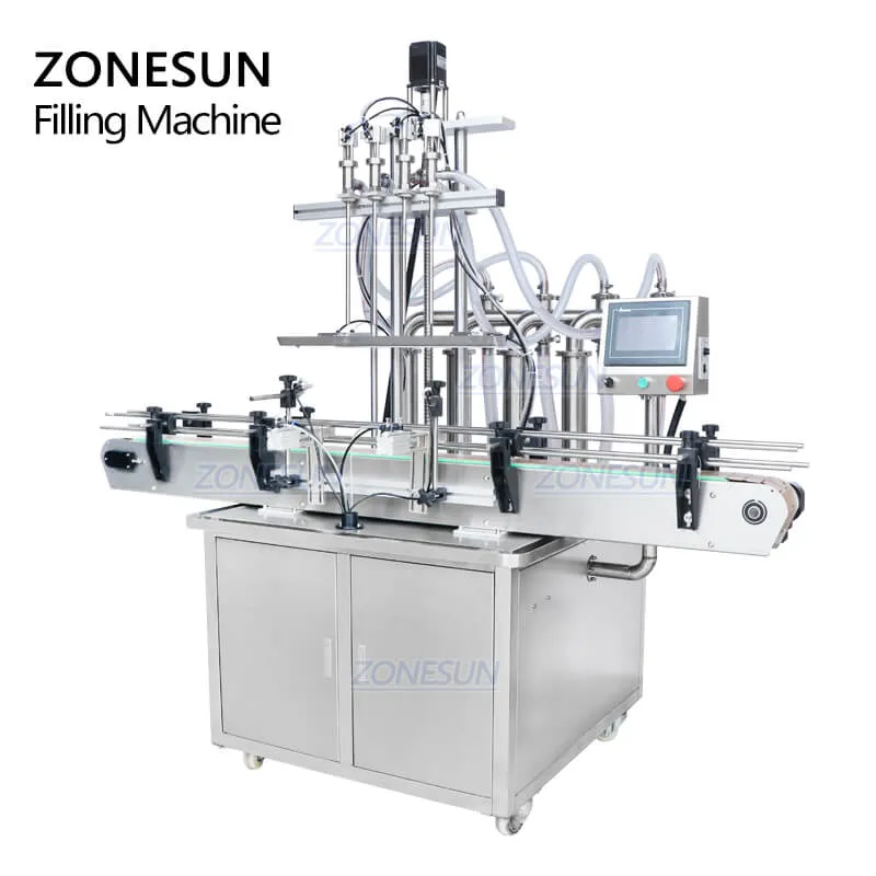 ZONESUN ZS-YT4T-4D Automatic Diving Nozzle Lotion Shampoo Bottle Liquid Soap Filling Machine