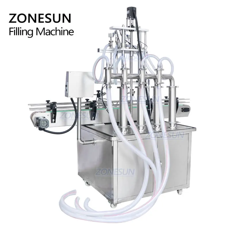 ZONESUN ZS-YT4T-4D Automatic Diving Nozzle Lotion Shampoo Bottle Liquid Soap Filling Machine
