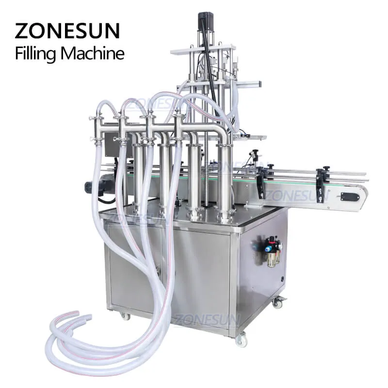 ZONESUN ZS-YT4T-4D Automatic Diving Nozzle Lotion Shampoo Bottle Liquid Soap Filling Machine