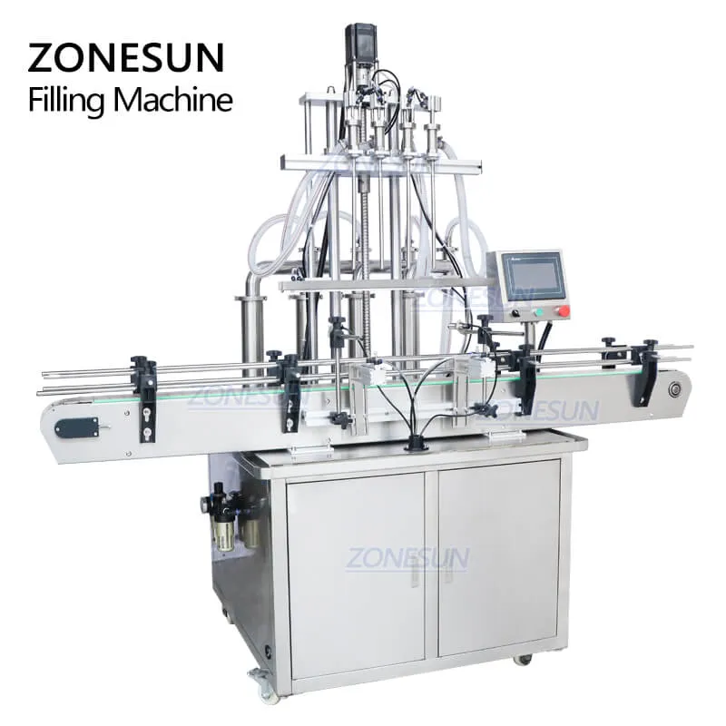 ZONESUN ZS-YT4T-4D Automatic Diving Nozzle Lotion Shampoo Bottle Liquid Soap Filling Machine